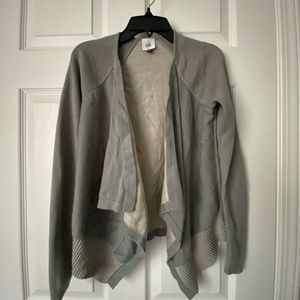 CAbi #5132 Sage Drape Cardigan Sweater Knit Gray cream